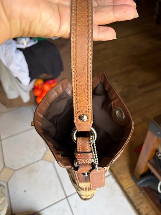 Y2k COACH 10980 CHELSEA SIGNATURE C JACQUARD HOBO HANDBAG SATCHEL Brown LEATHER - Picture 6 of 10